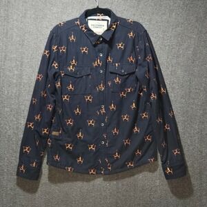 California Cowboy Shirt Men MED Thermal Lined The High Sierra Ski Print Gorpcore